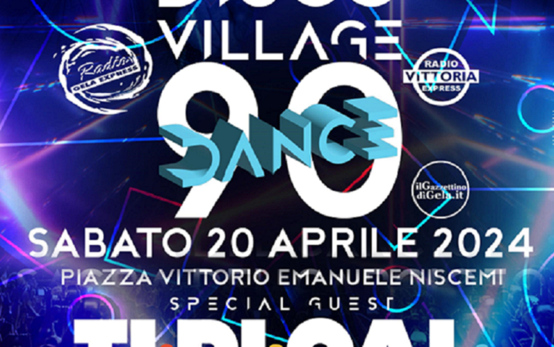 Disco Village 90 Dance Tour, sabato 7 ore di musica in piazza con dj set e balli di gruppo. Tipical ospiti d’onore della serata